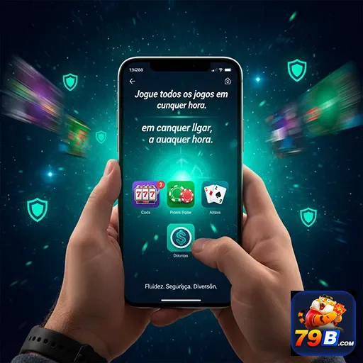 Usuário acessando jogos no cassino online 79b pelo celular.