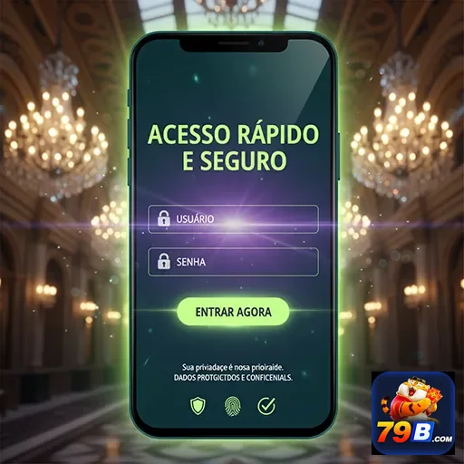 Tela de login do aplicativo 79b com acesso rápido e seguro.