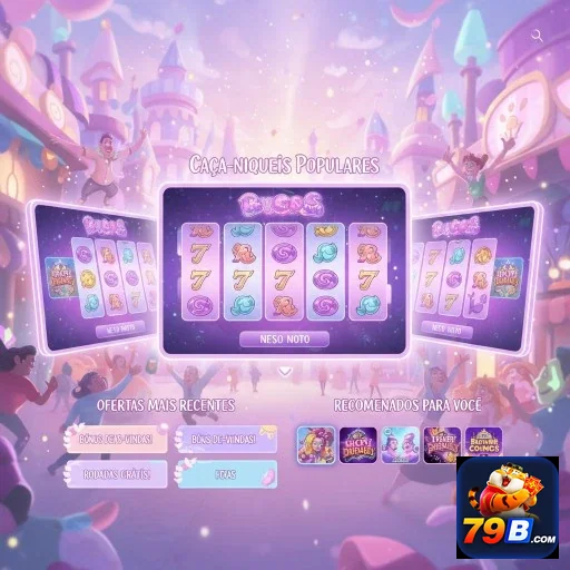 Interface de caça-níqueis da 79b com temas diversos.