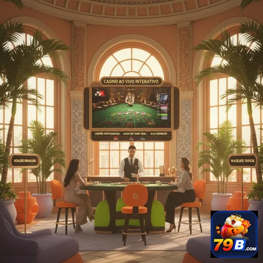 Jogadores no cassino ao vivo interativo do 79b com vídeos e mesas.
