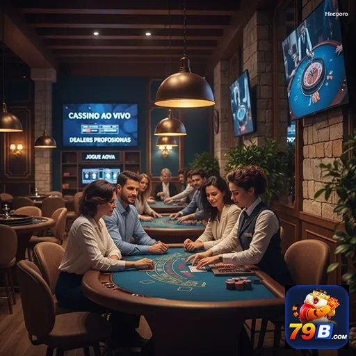 Jogadores em cassino ao vivo da 79b com dealers profissionais.
