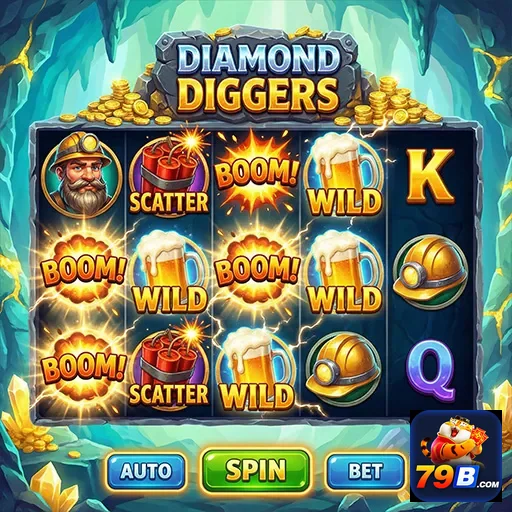 Exibição do jogo Diamond Diggers na plataforma 79b.
