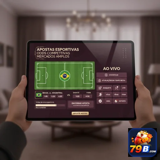 Aposta esportiva em tablet na 79b, focando em eventos ao vivo.