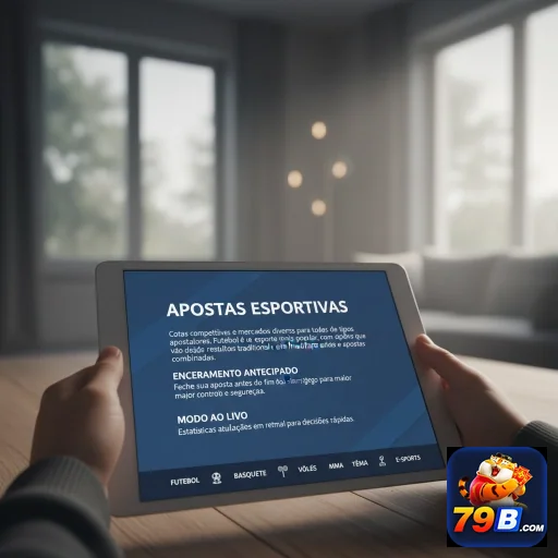 Interface de apostas esportivas no 79b em tablet.