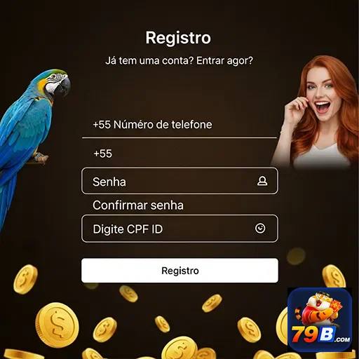 Tela de registro do 79b com campos de login e senha.