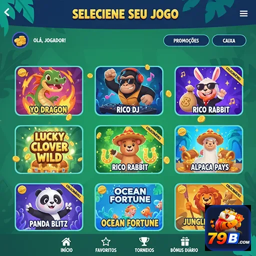 Interface do jogo no site 79b com opções de slots populares.