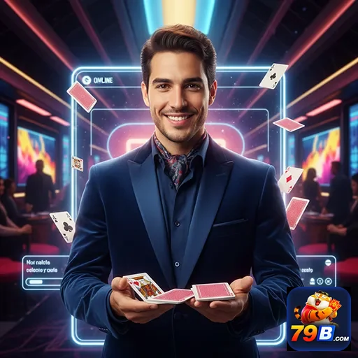 Dealer apresentando cartas na plataforma VIP da 79b.
