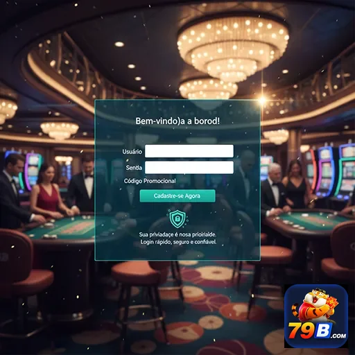 Tela de login no cassino online 79b com design atrativo.