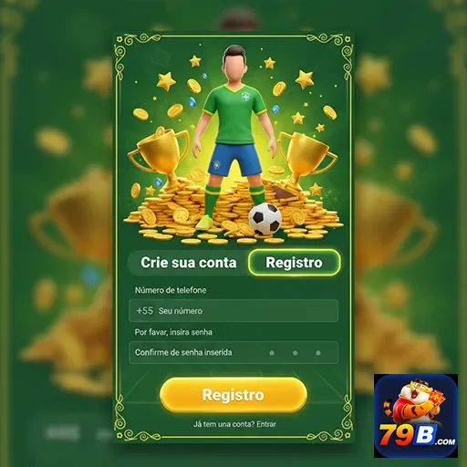 Jogador se registrando em jogos VIP no celular pelo 79b.