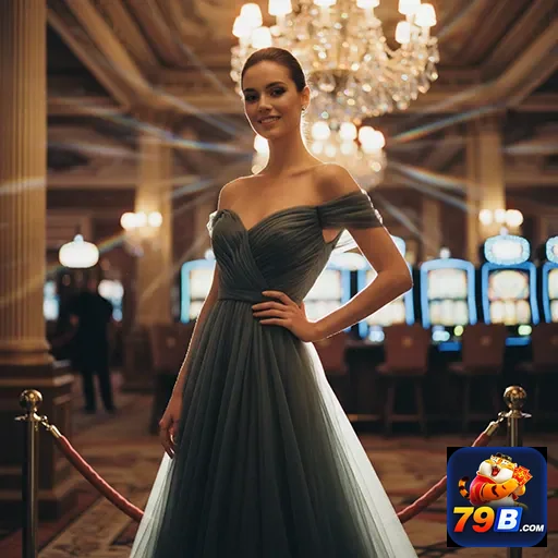 Jogadora elegante acessando serviços VIP no 79b.